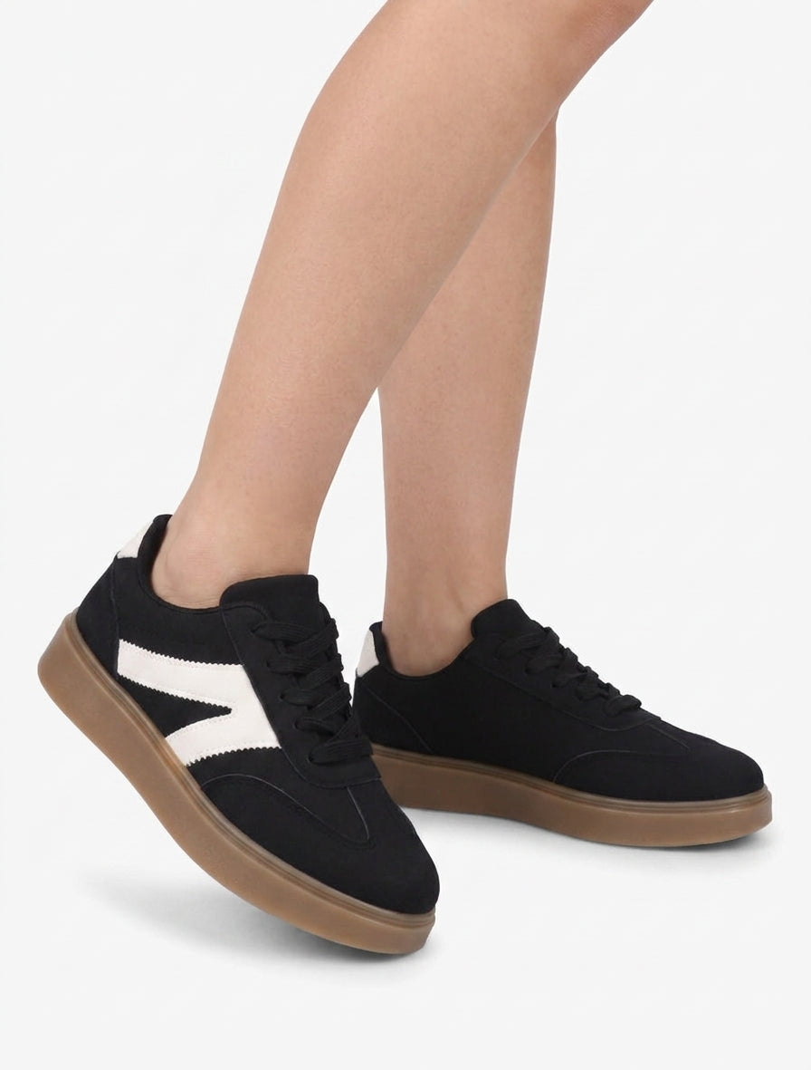 Sneakers à semelle en caoutchouc - Noir
