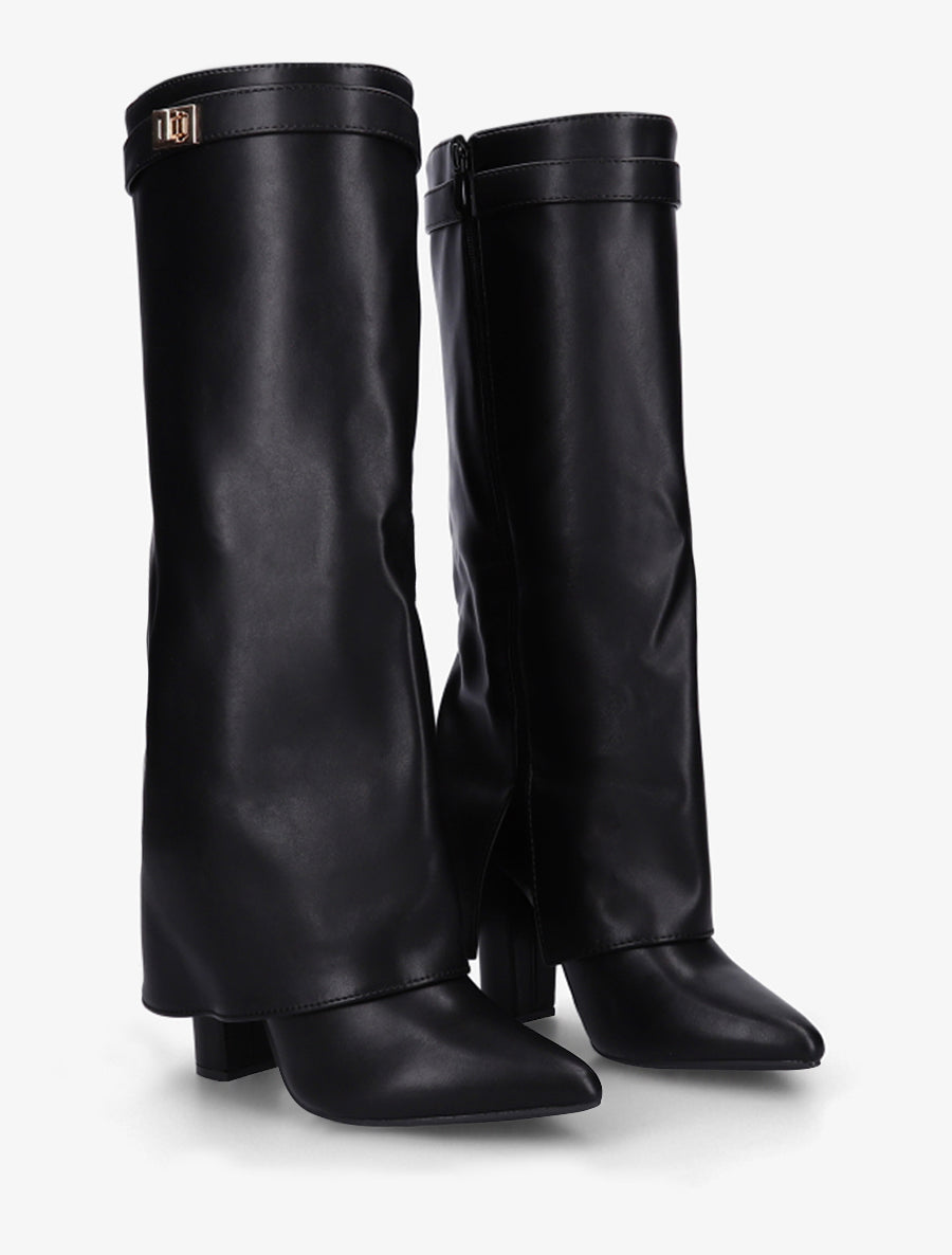 Bottes en simili à revers - Noir - 4
