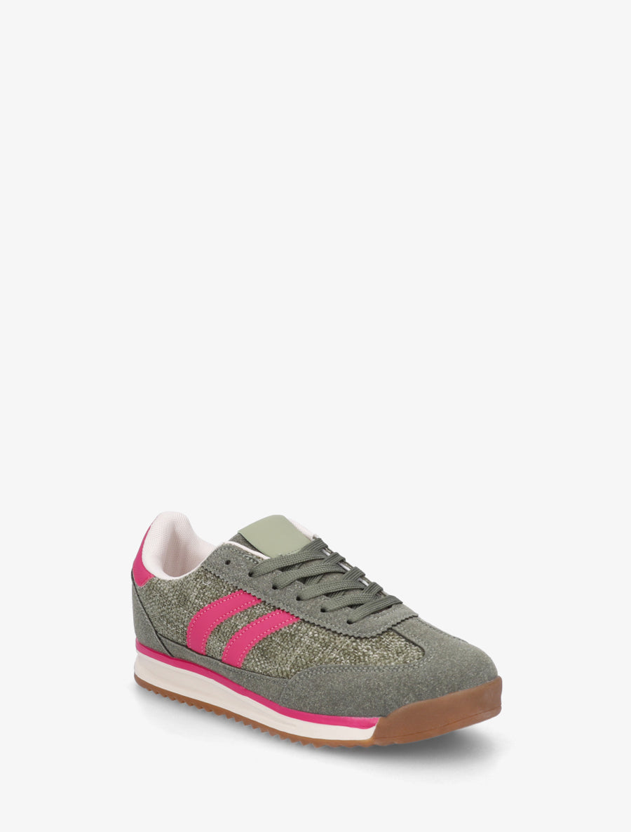 Sneakers en tissu effet tweed - Kaki - 2