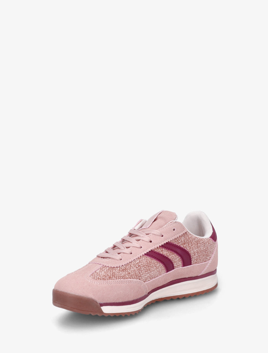Sneakers en tissu effet tweed - Rose - 3