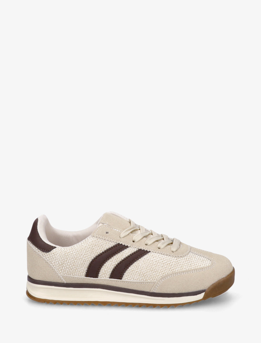 Sneakers en tissu effet tweed - Beige - 1