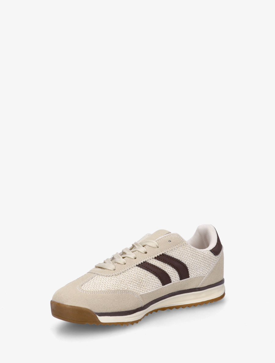 Sneakers en tissu effet tweed - Beige - 3
