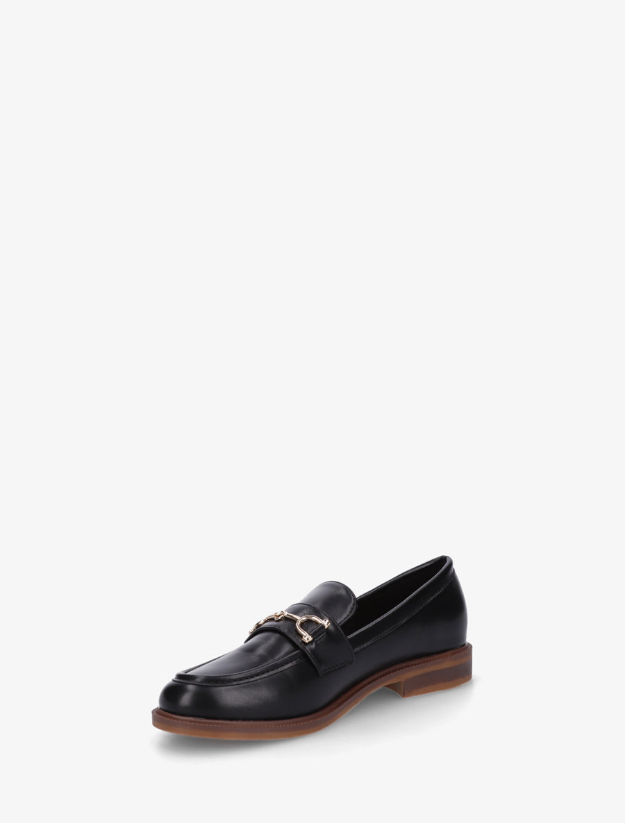 Mocassins en simili à boucle métallique - Noir - 3