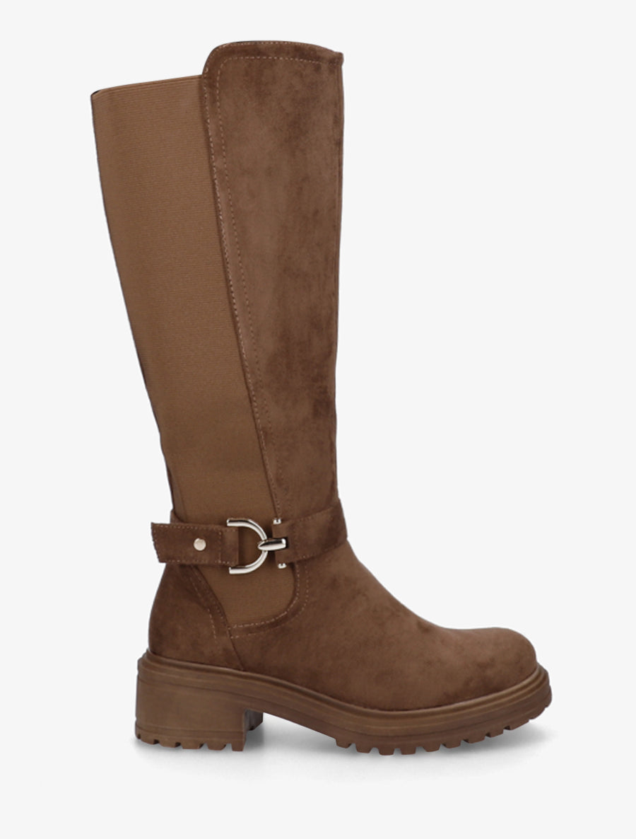 Bottes classiques élastiquées en suédine - Marron - 1