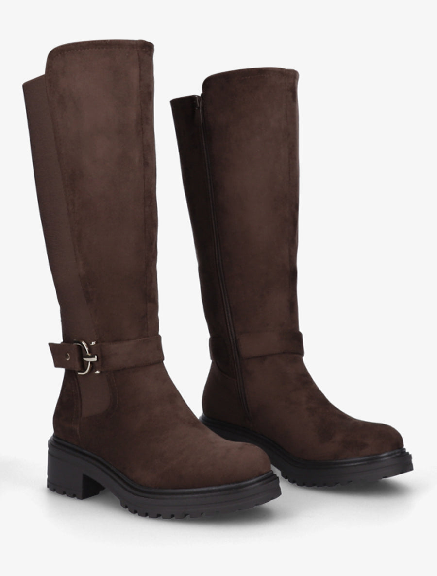 Bottes classiques élastiquées en suédine - Chocolat - 4