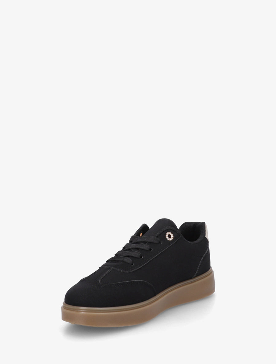 Baskets effet nubuck à oeillets strassés - Noir - 3