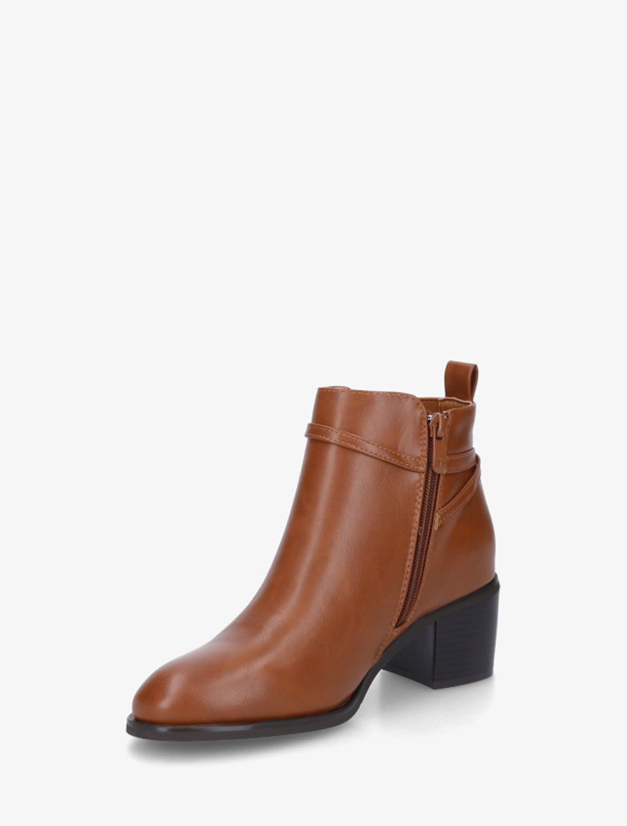 Bottines élastiquées en simili - Camel - 3