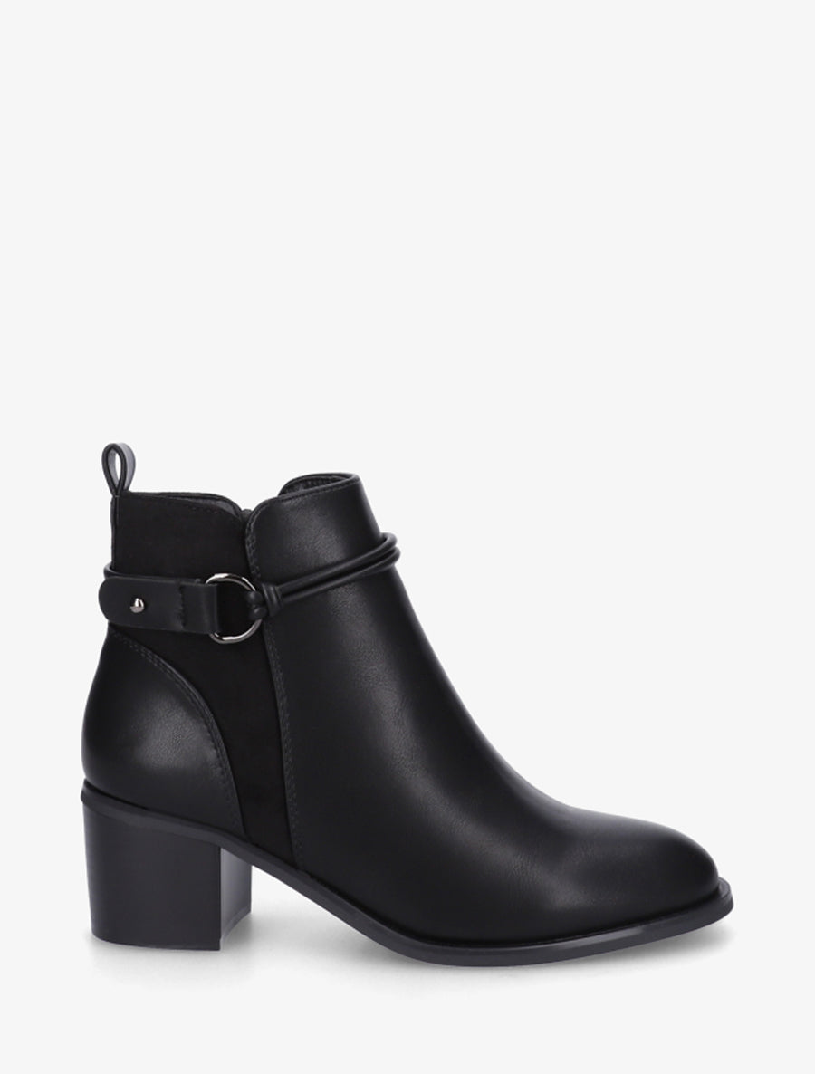 Bottines en simili et suédine - Noir - 1