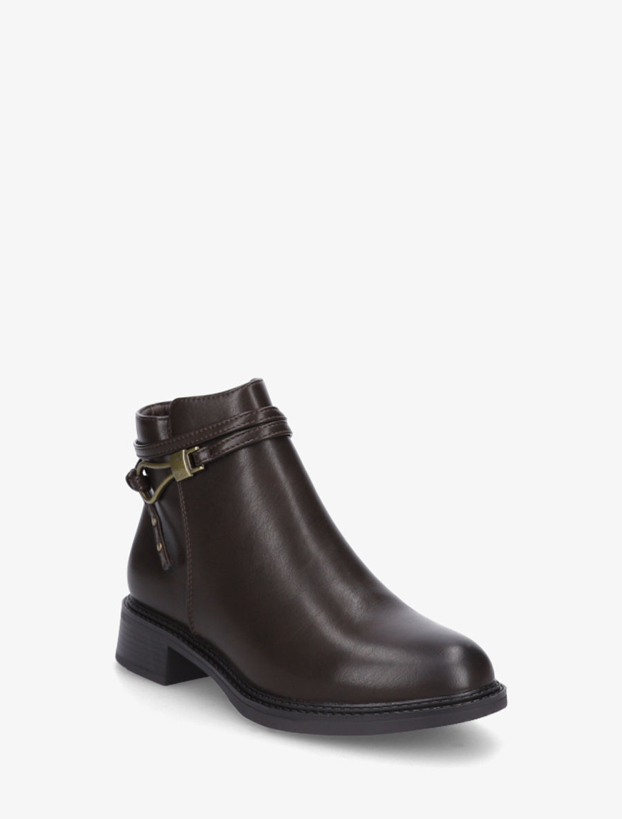 Bottines plates à boucle fantaisie - Marron - 2