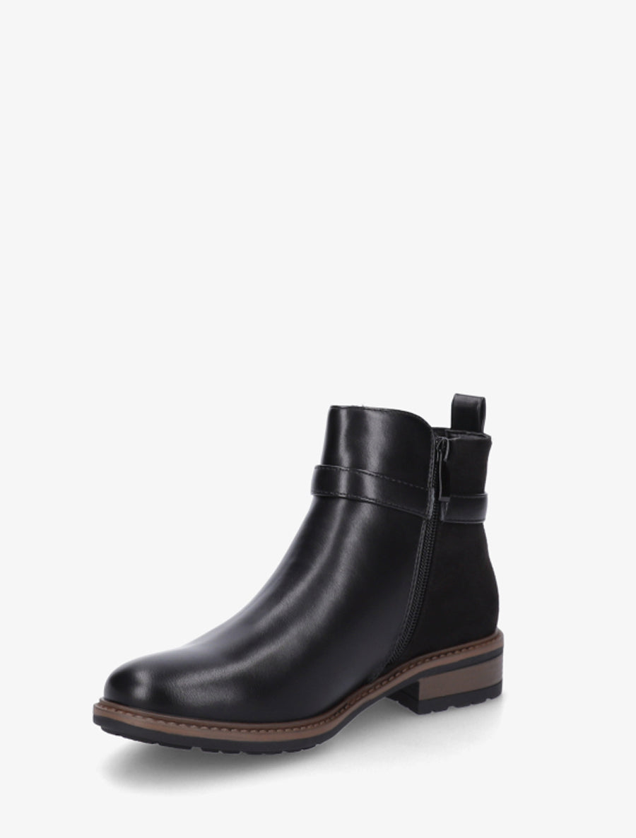 Bottines élastiquées bimatière à boucle métallique - Noir - 3