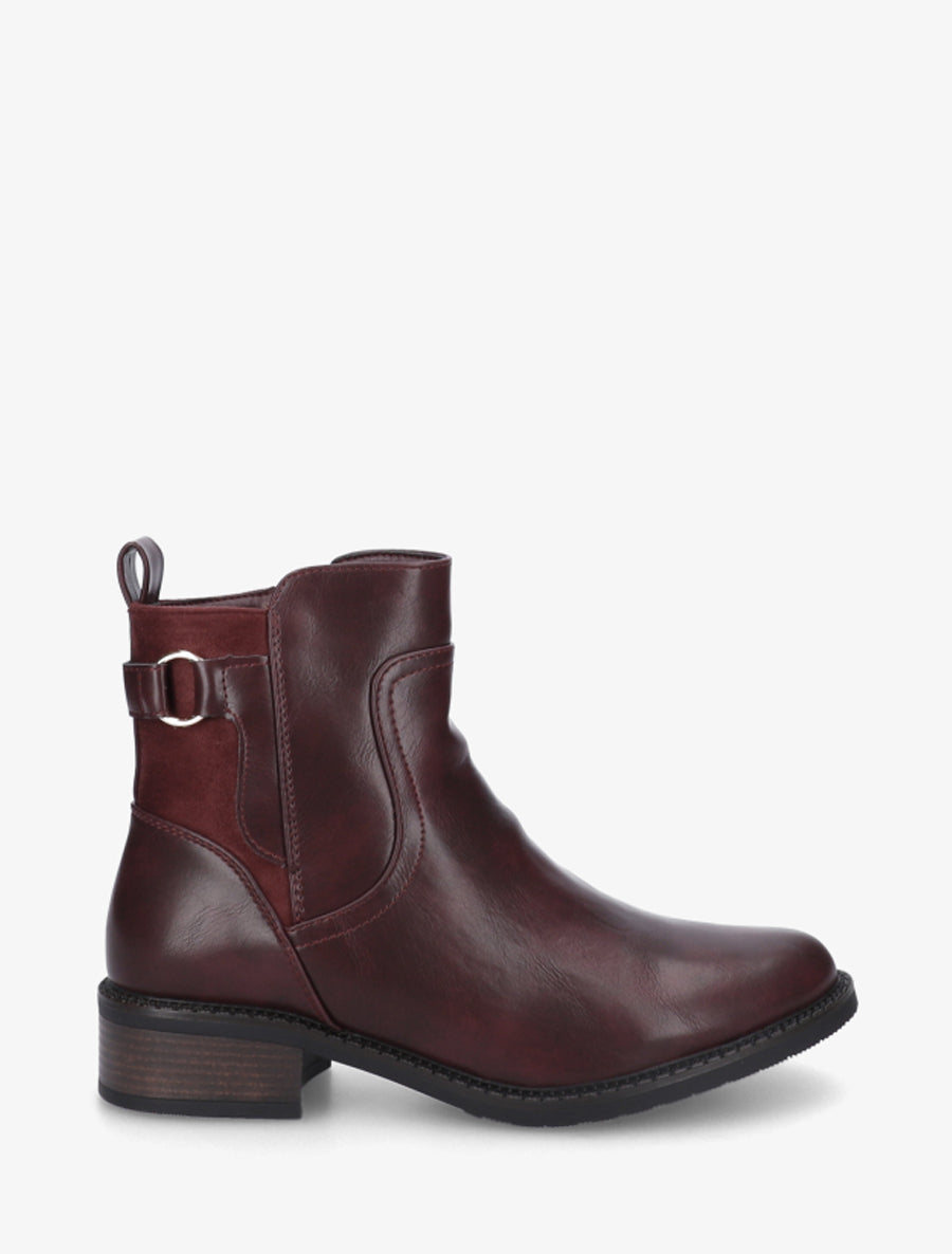 Bottines en simili et suédine - Lie de vin - 1