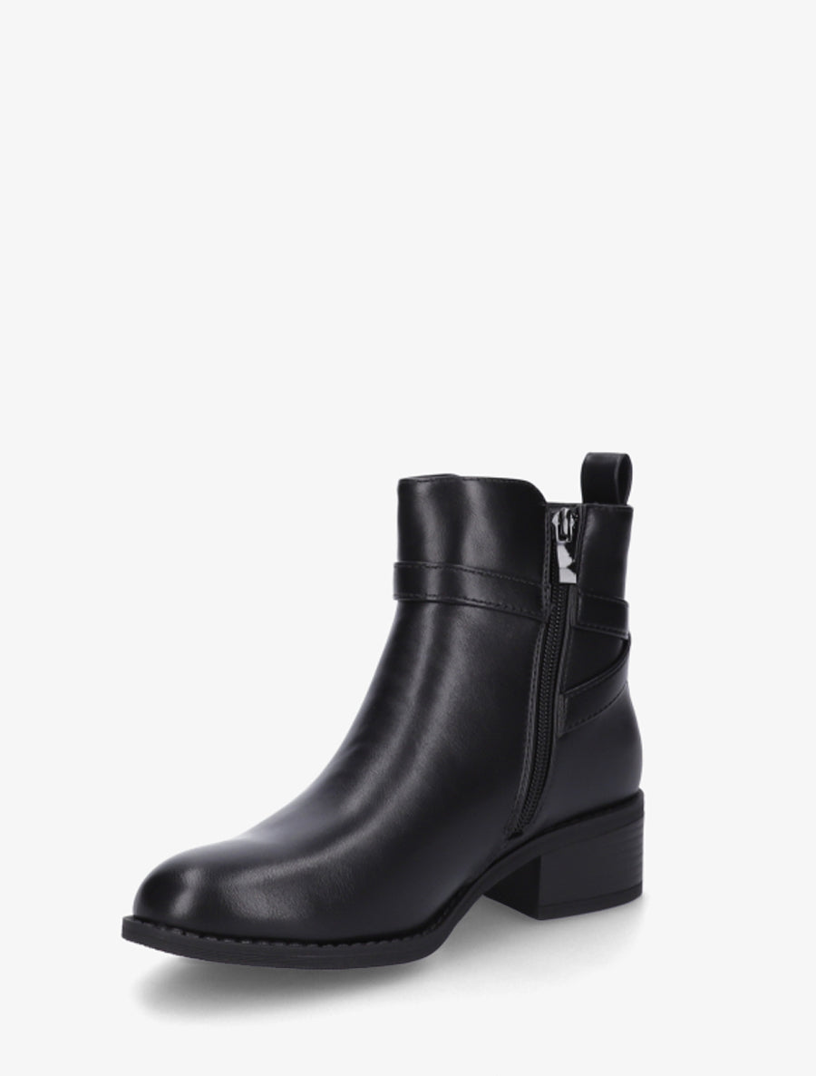 Bottines en simili à sangles - Noir - 3