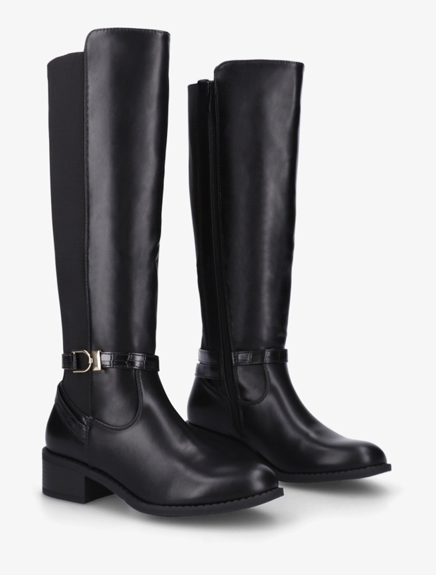 Bottes en simili style cavalière - Noir - 4