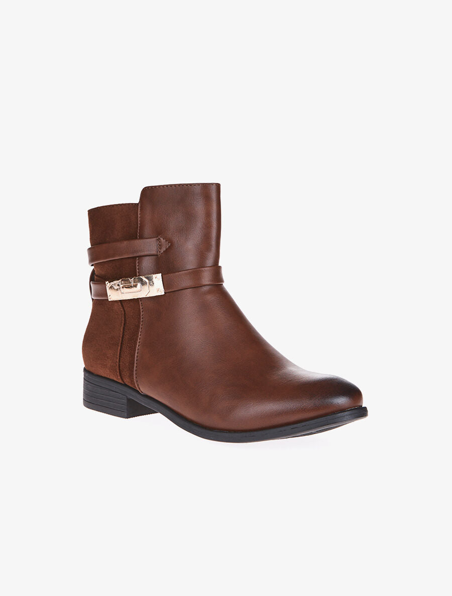 Boots arrière daim et lanières - Camel - 2