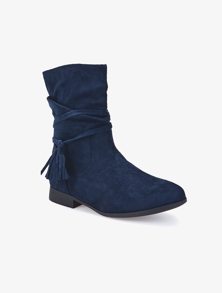 Bottines suédine à lanière simple - Marine - 2