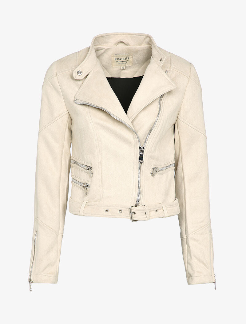 Perfecto court en suédine - Beige - 4