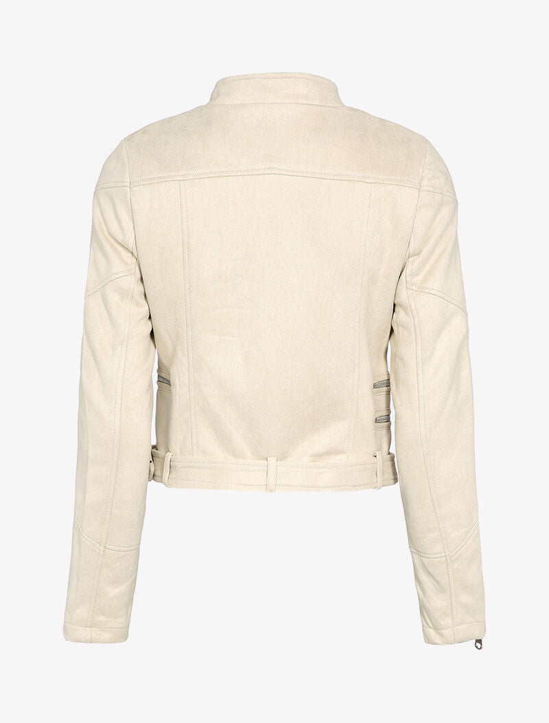 Perfecto court en suédine - Beige - 3
