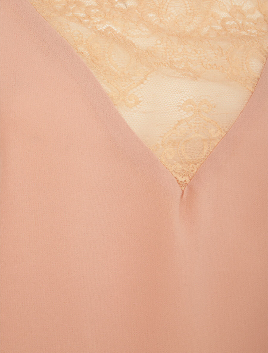 Caraco à col en dentelle - Rose poudré - 3