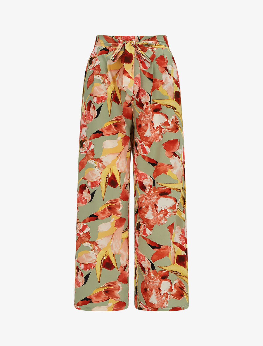 Pantalon ample à imprimé fleuri - Vert d&
