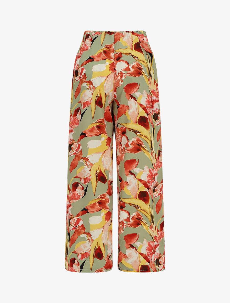 Pantalon ample à imprimé fleuri - Vert d&