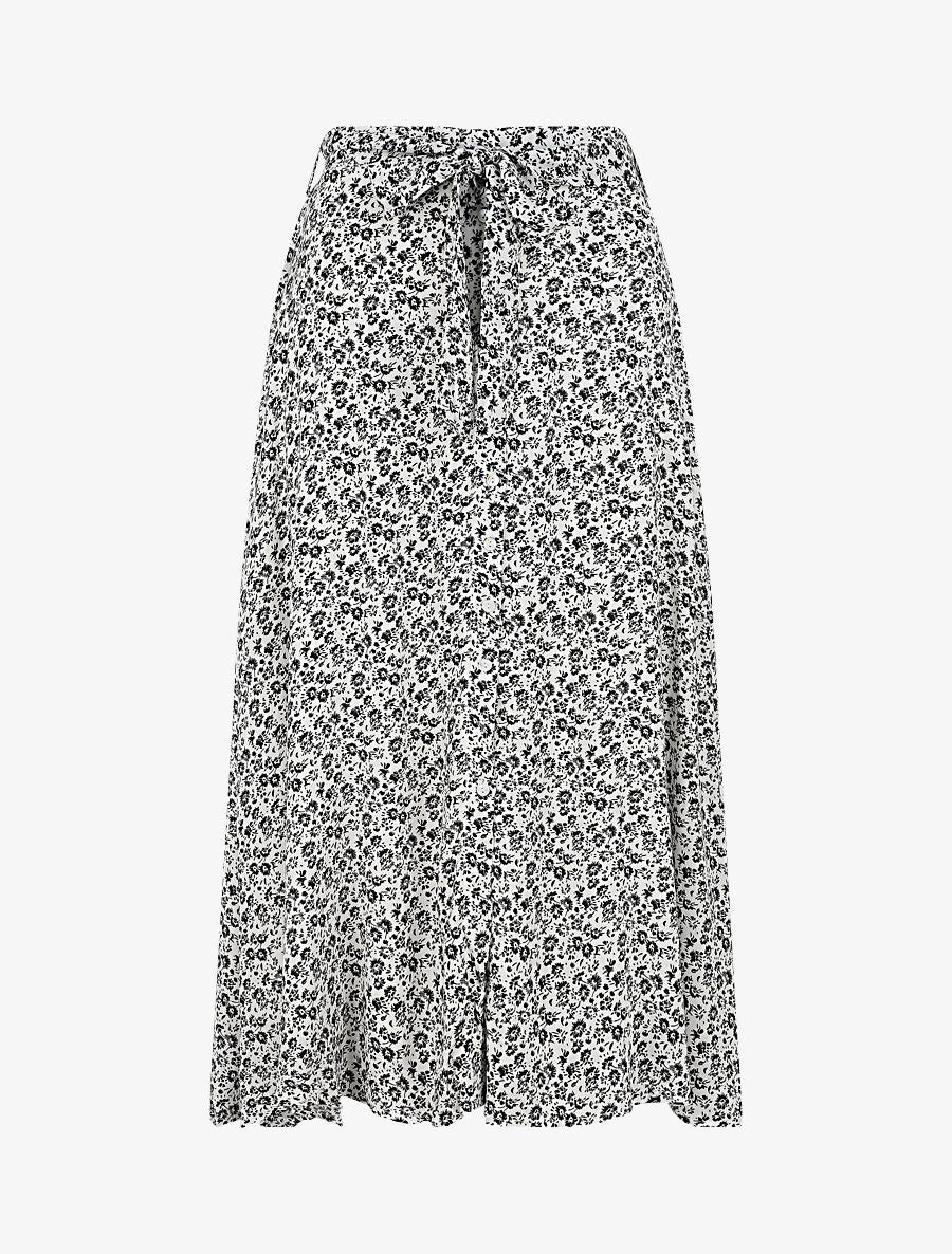 Jupe évasée imprimé pâquerettes - Blanc - 1