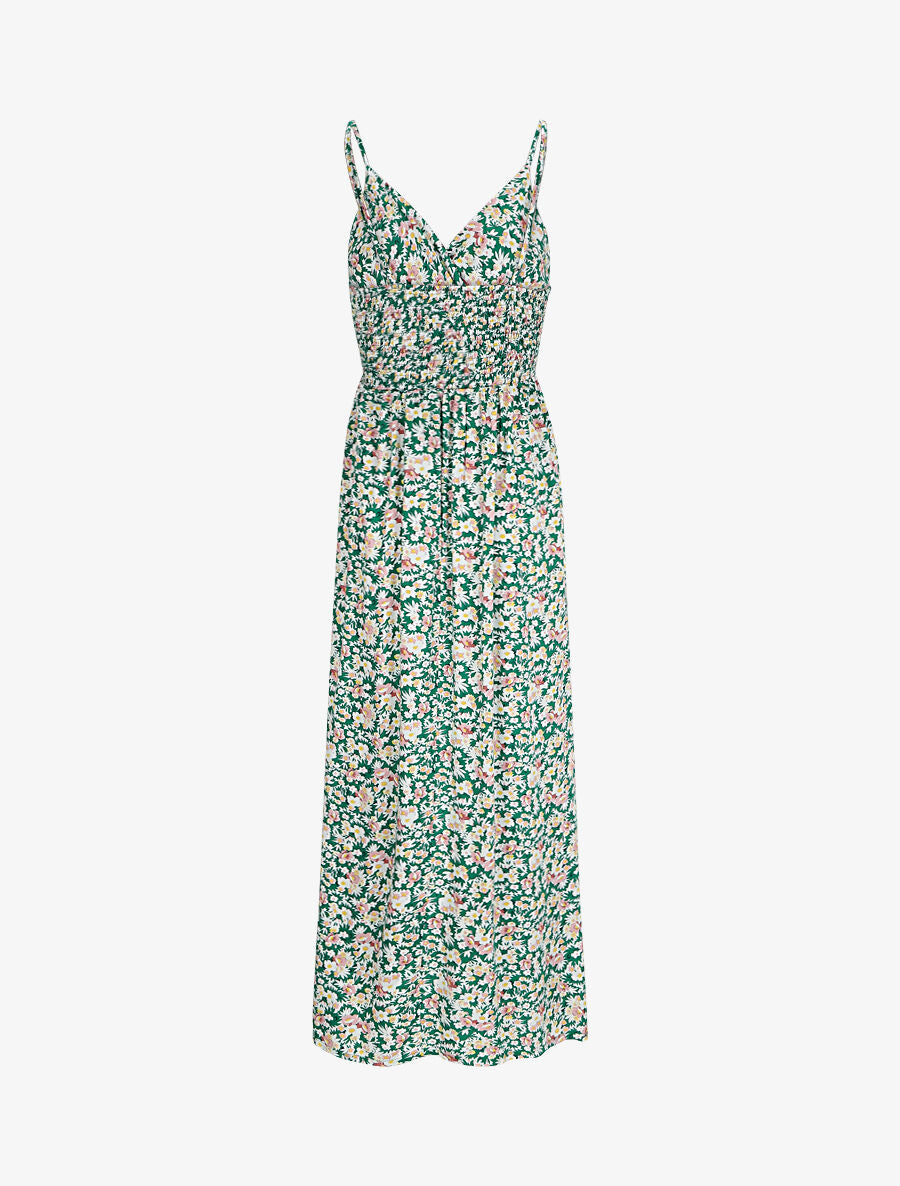 Robe longue imprimé fleurs des champs - Vert - 2