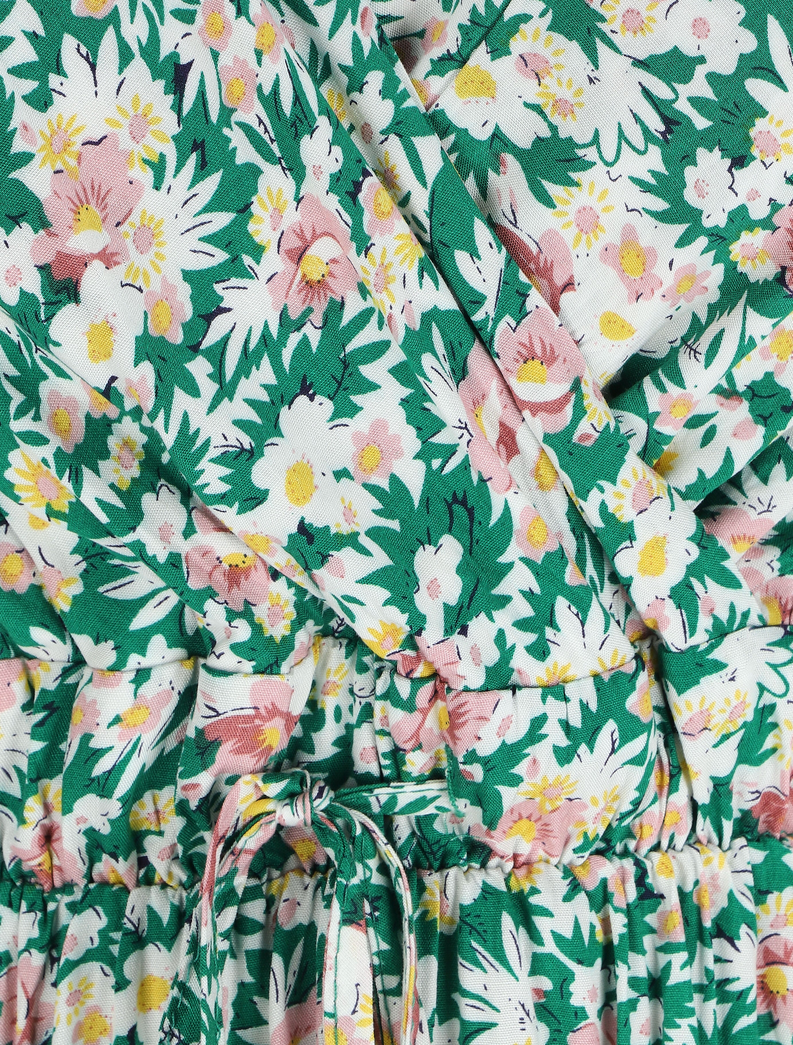 Robe longue imprimé fleurs des champs - Vert - 3