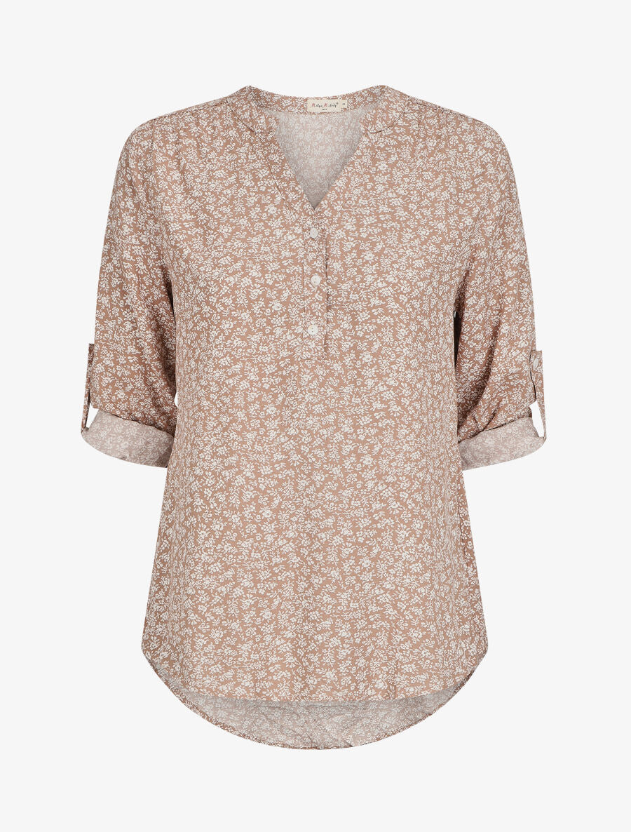Blouse à imprimé à fleuri - Beige - 4