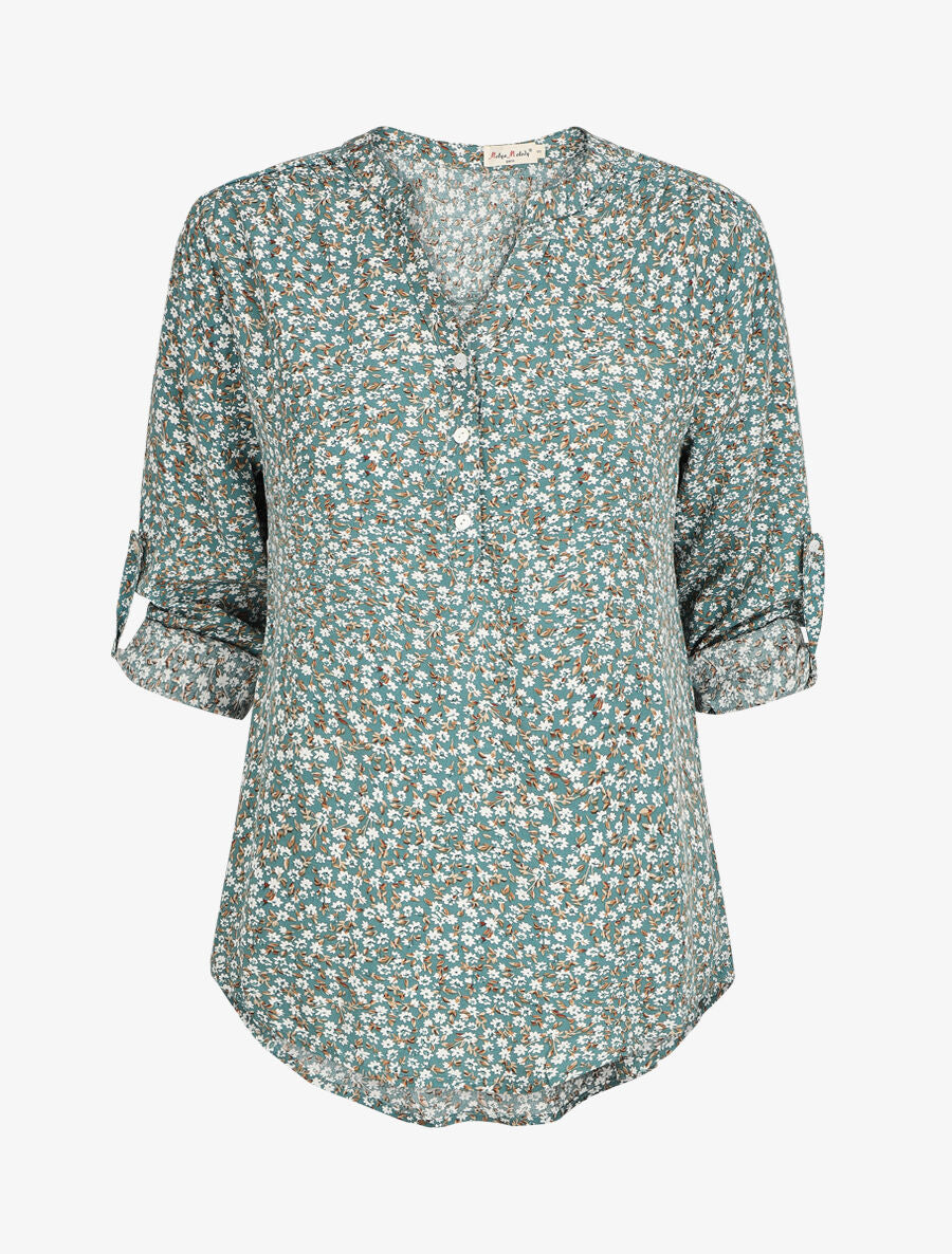Blouse à imprimé petites fleurs - Vert - 1
