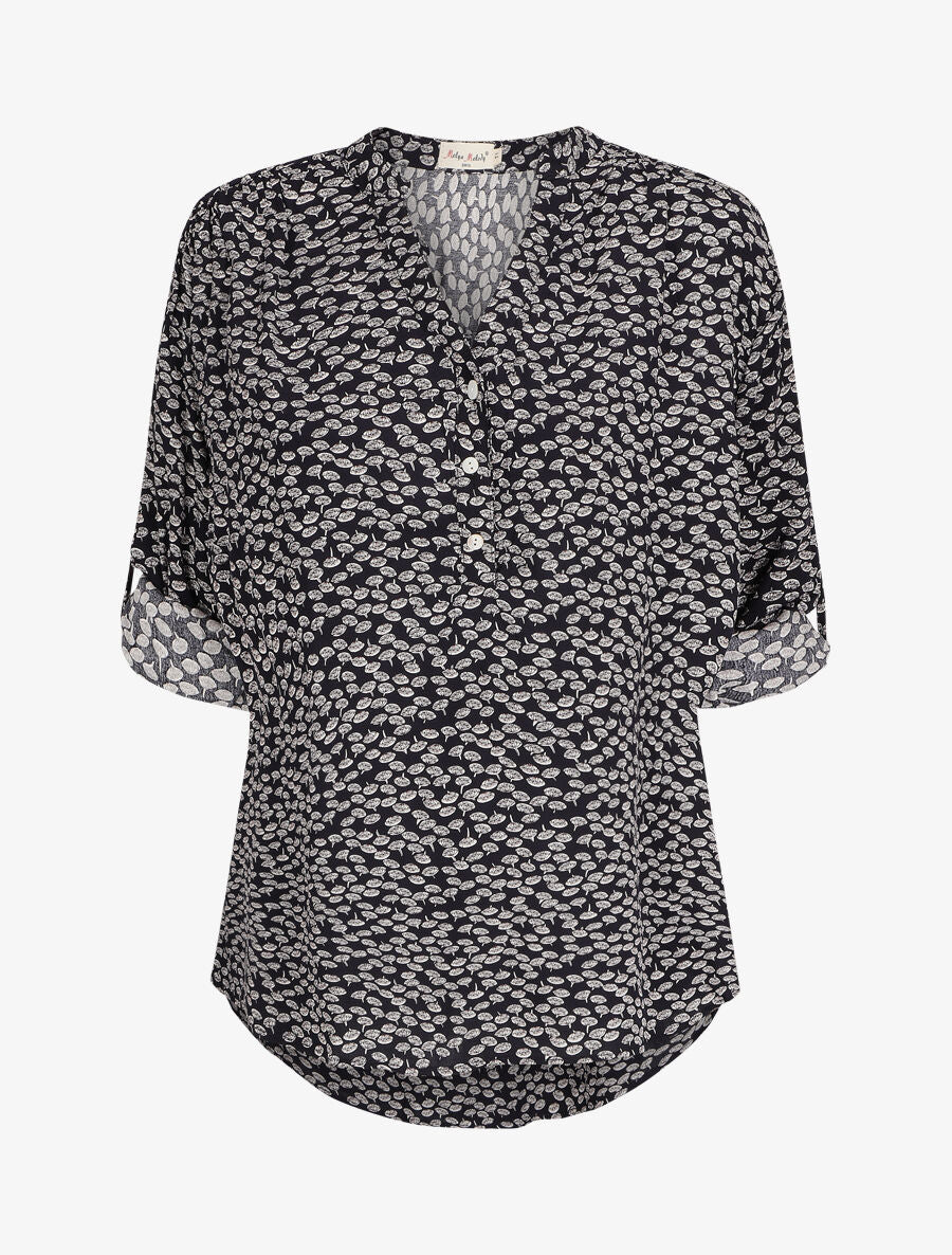 Blouse à imprimé pissenlit - Marine - 1