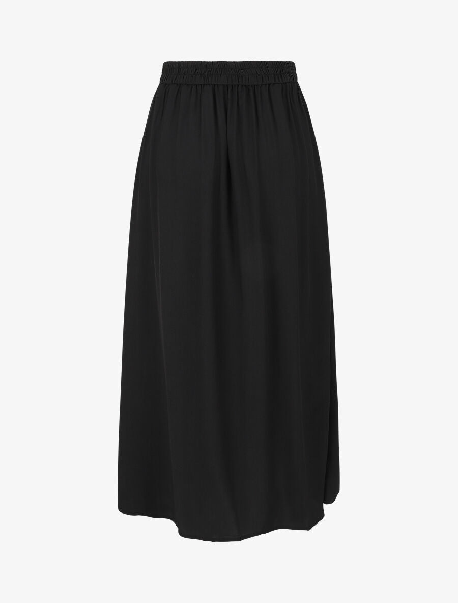 Jupe longue évasée et boutonnée - Noir - 2
