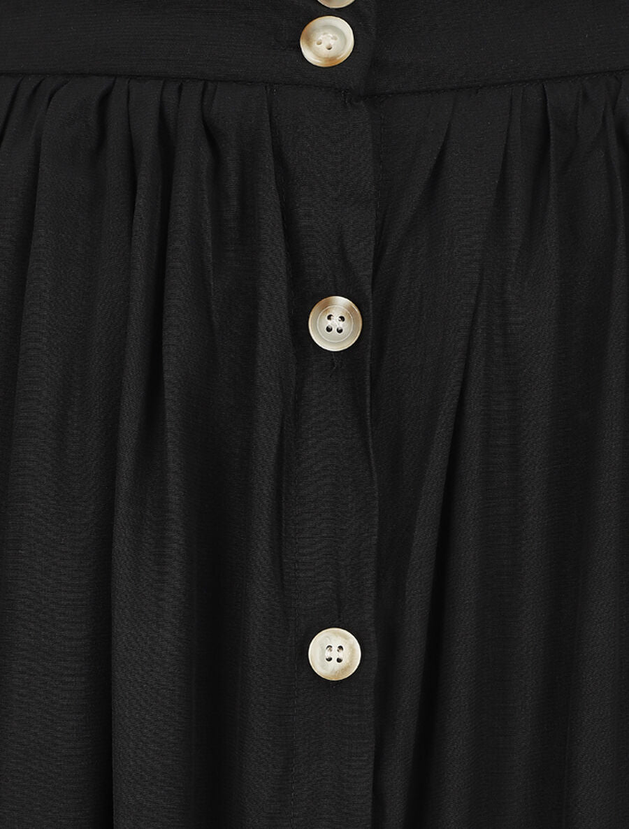 Jupe longue évasée et boutonnée - Noir - 3