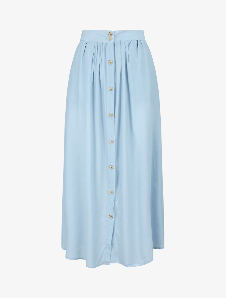 Jupe longue évasée et boutonnée - Bleu ciel - 1