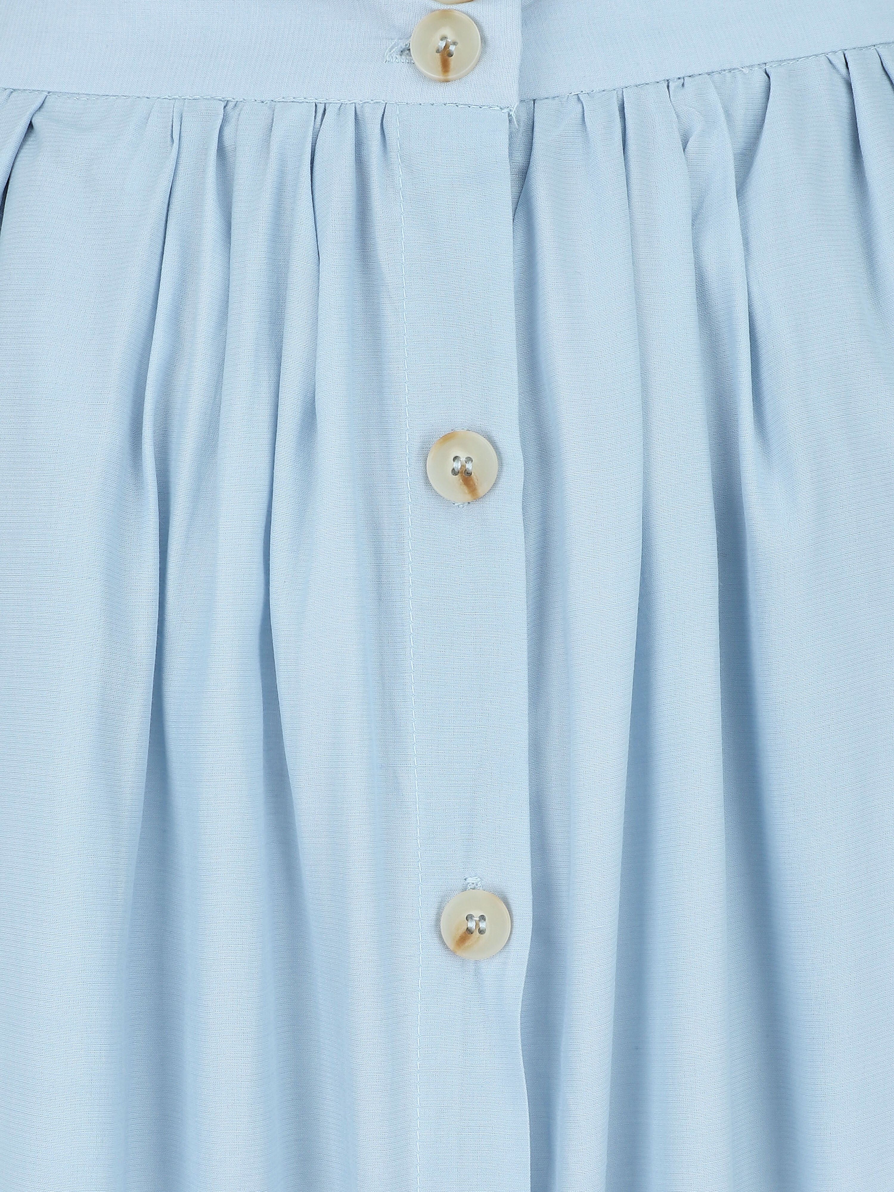 Jupe longue évasée et boutonnée - Bleu ciel - 3