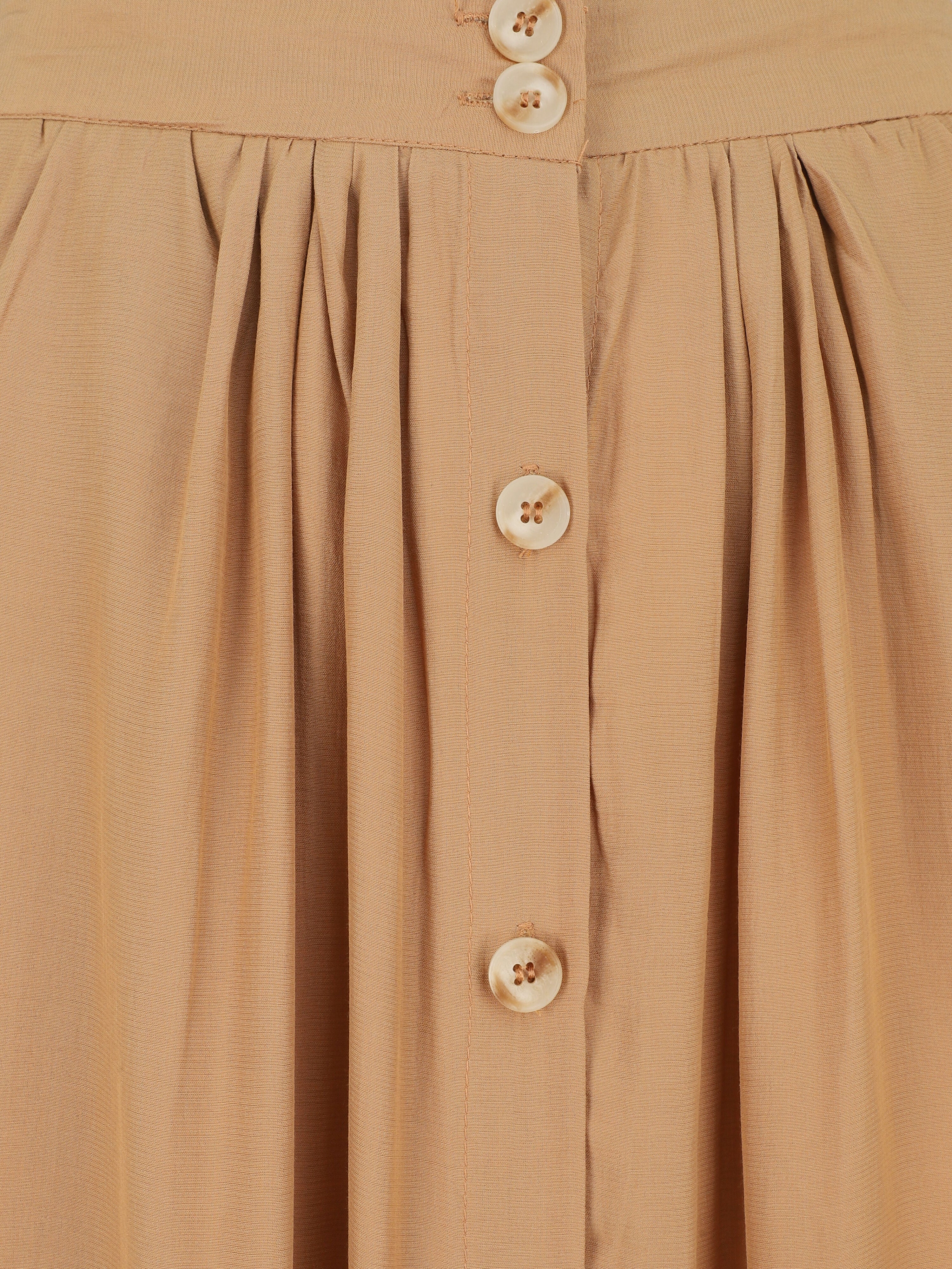 Jupe longue évasée et boutonnée - Camel - 3