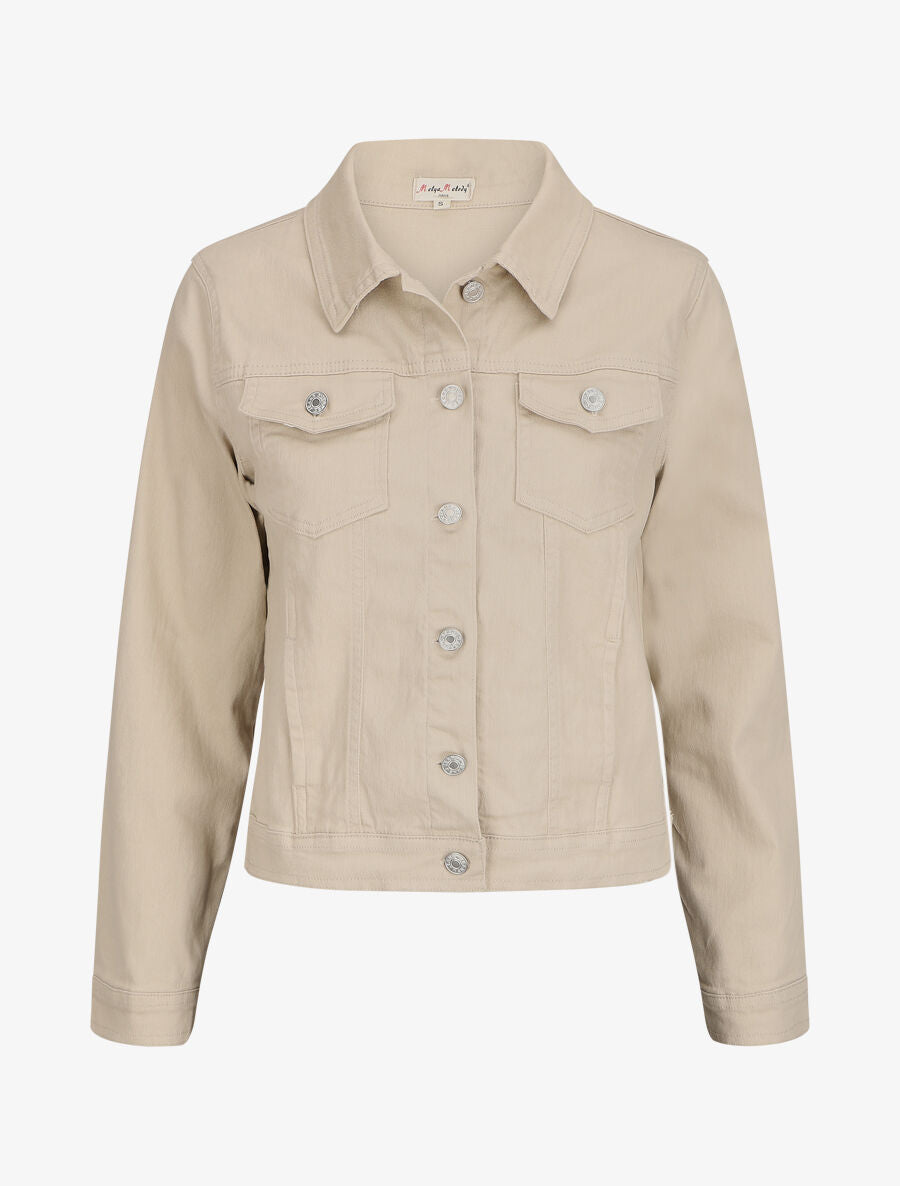 Veste oversize en jean basique - Beige - 1