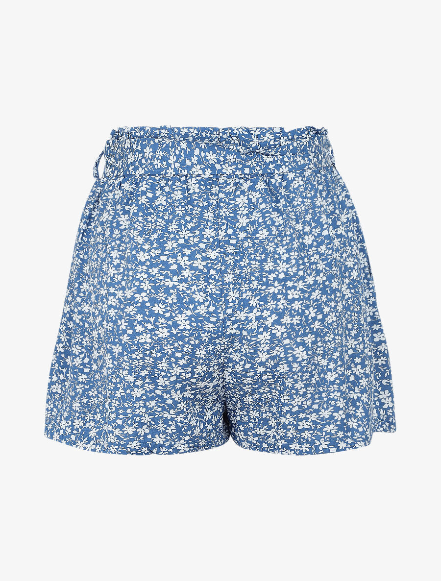 Short à imprimé fleuri - Bleu - 2