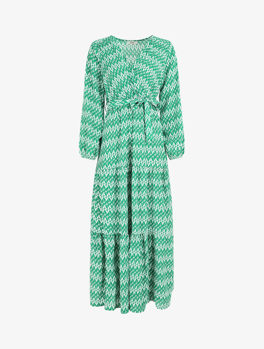 Robe longue graphique à col cache-coeur - Vert - 1