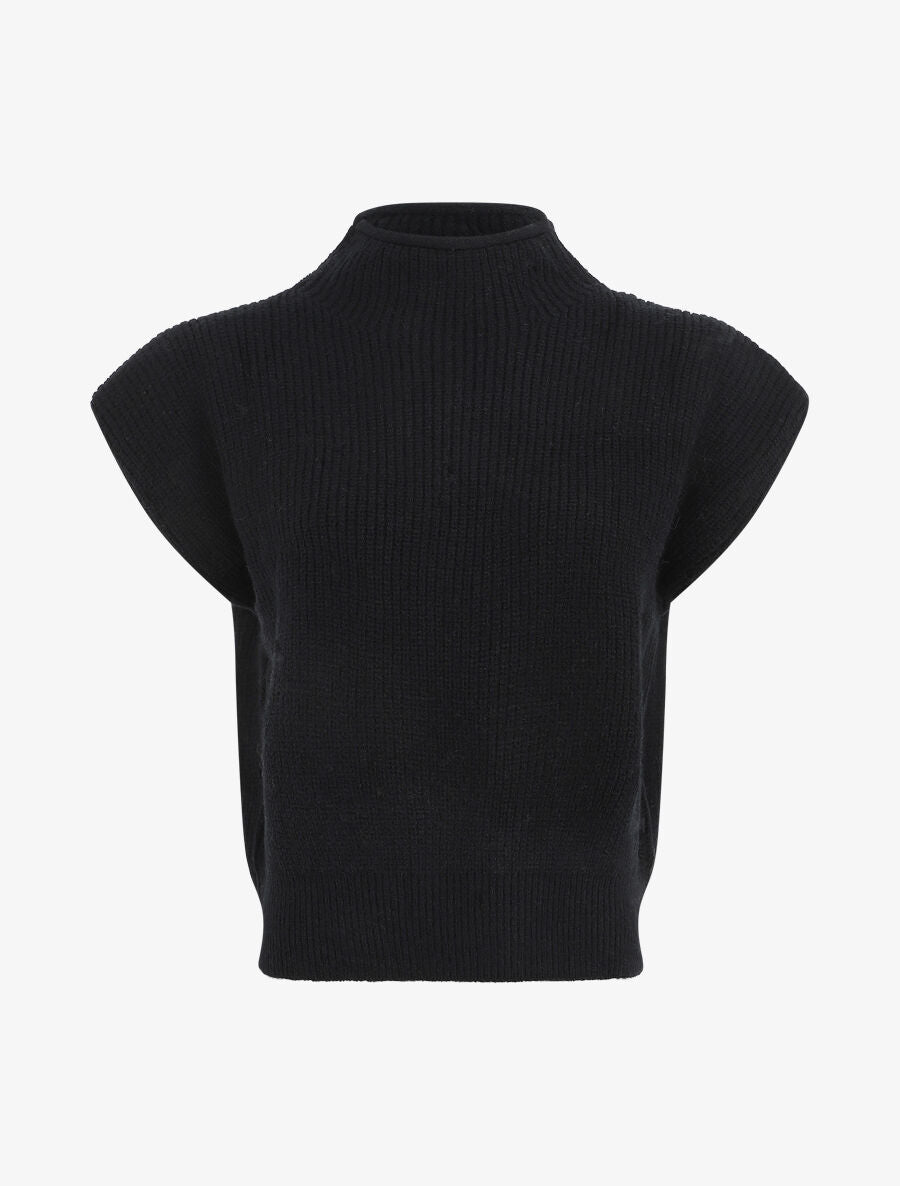 Pull sans manches en laine mélangée - Noir - 4