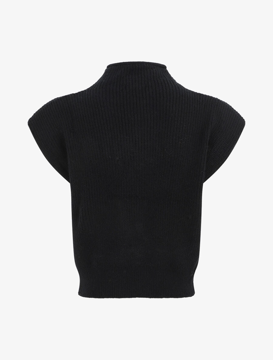 Pull sans manches en laine mélangée - Noir - 2