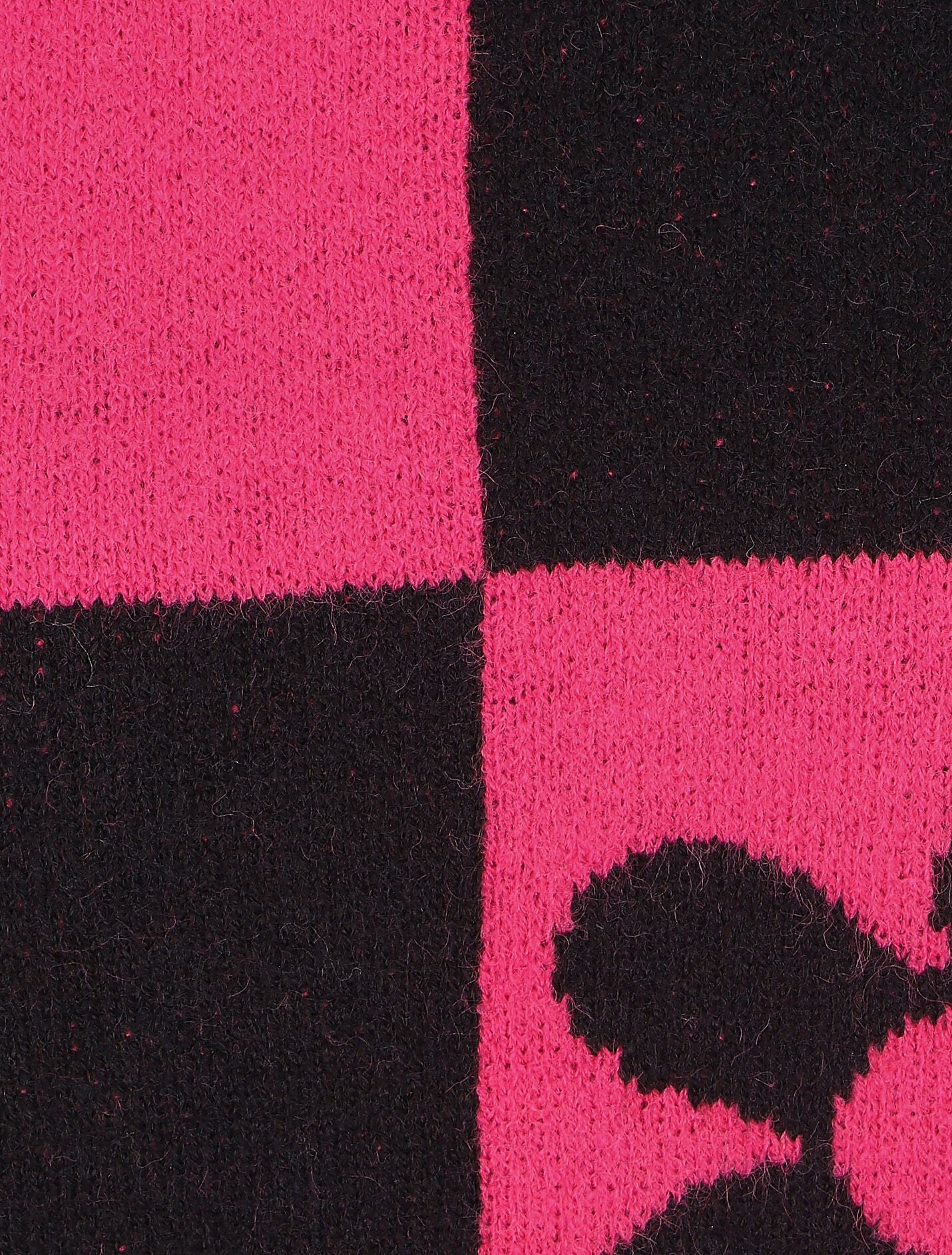 Pull droit à motif fleurs et damier - Noir/rose - 3