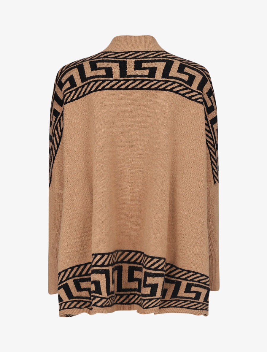 Pull oversize à motif grecque - Camel - 2