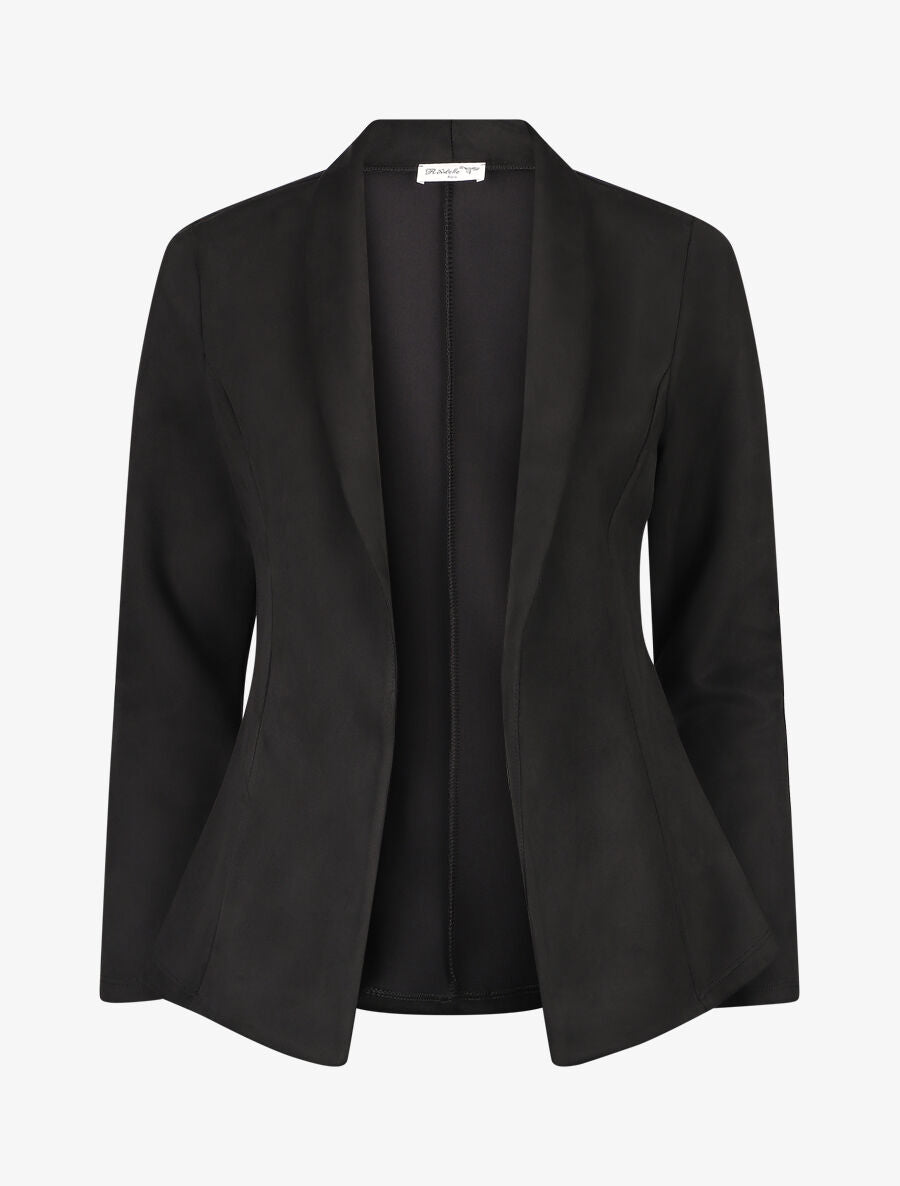 Blazer ajustée en suédine - Noir - 1