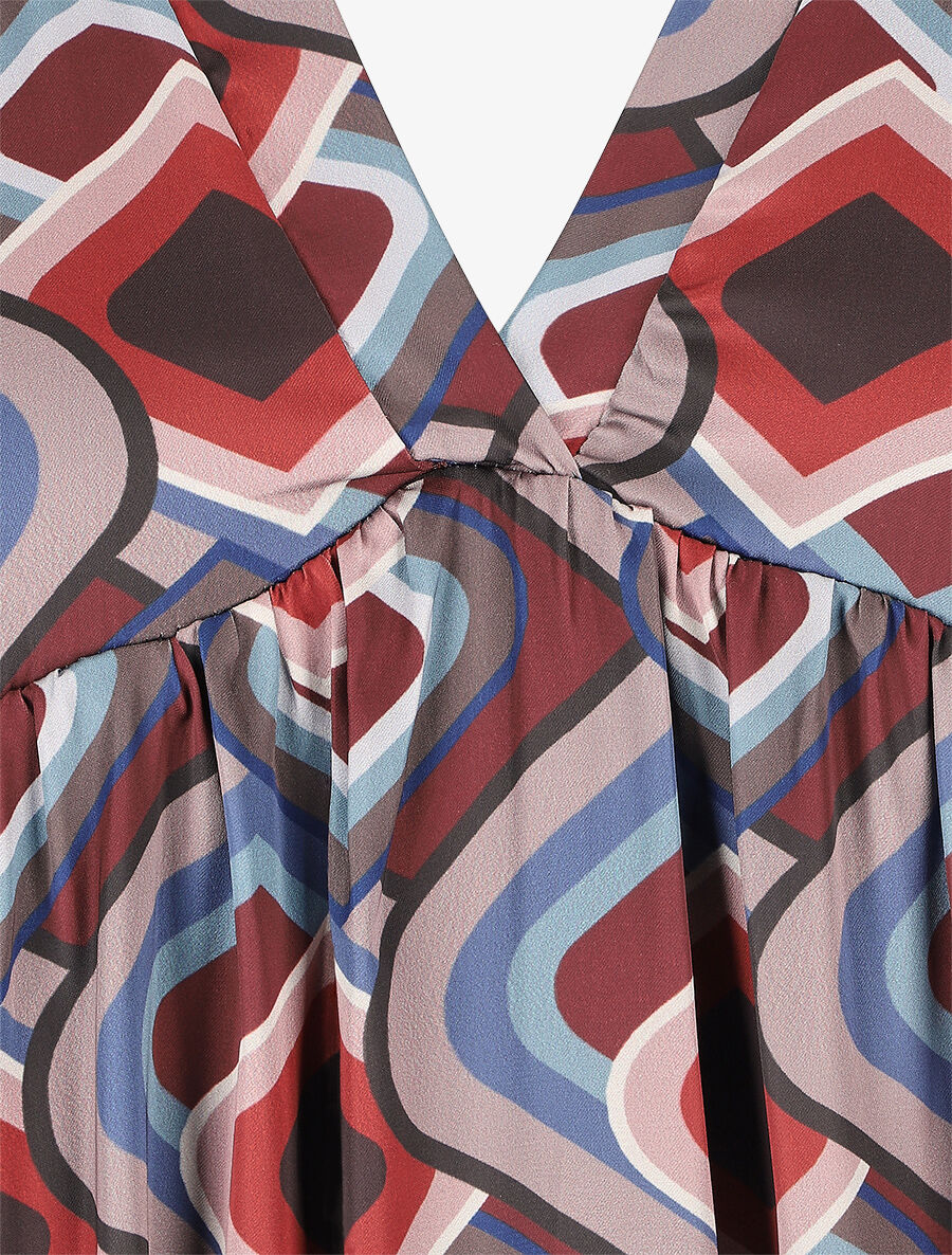 Robe empire oversize imprimé graphique - Noir/bleu - 3