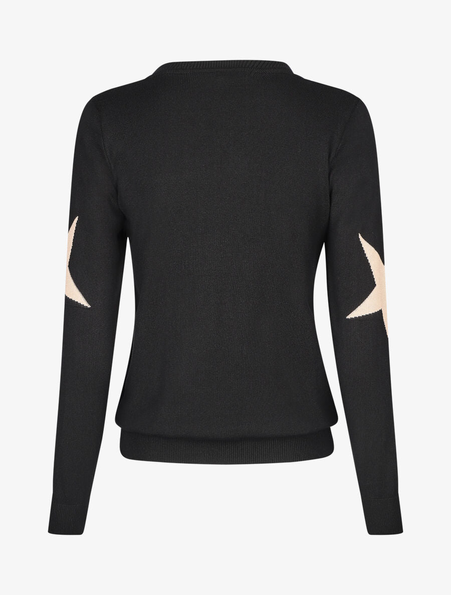 Pull droit à motif étoiles - Noir - 2