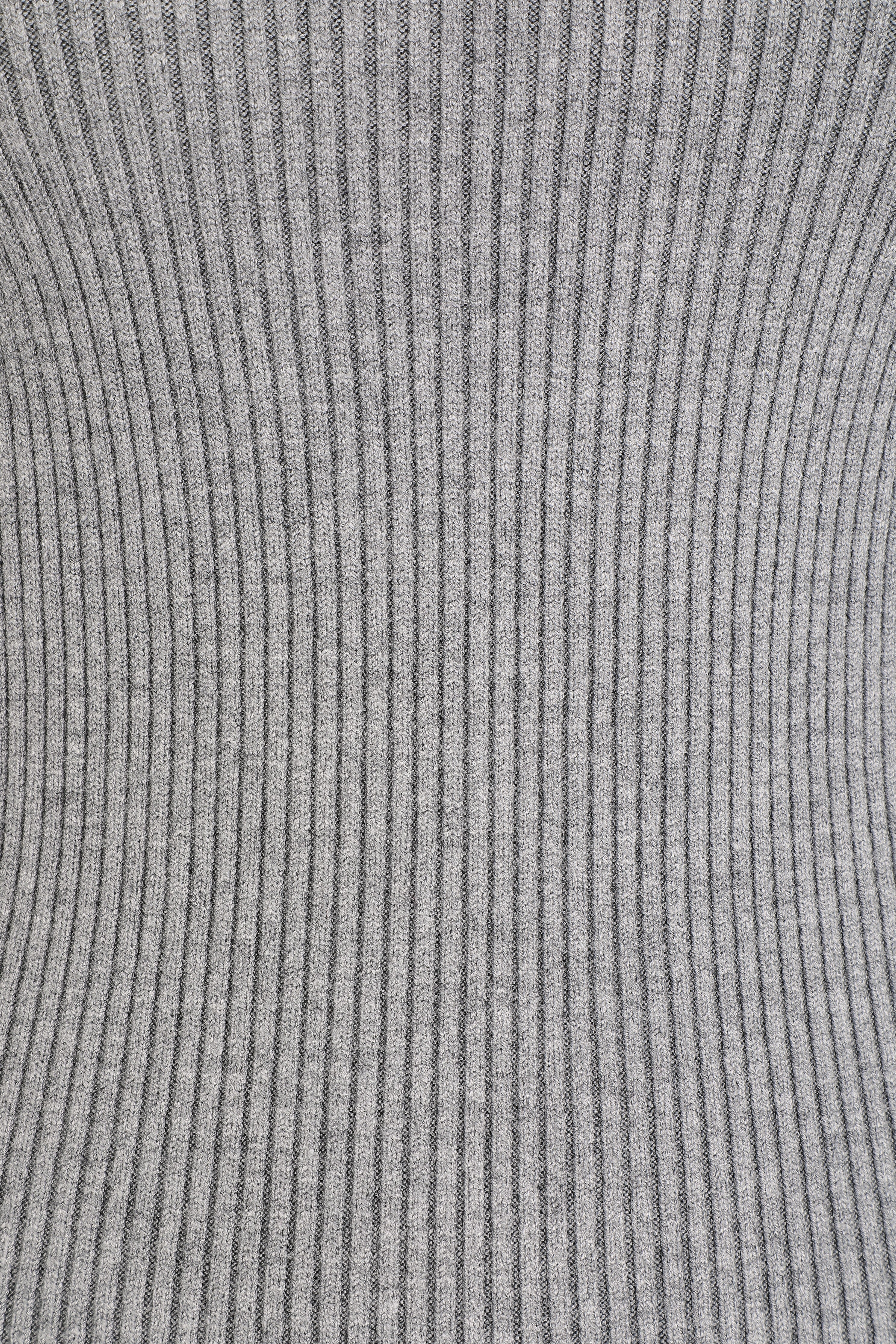 Pull ajusté côtelé à col montant - Gris - 3