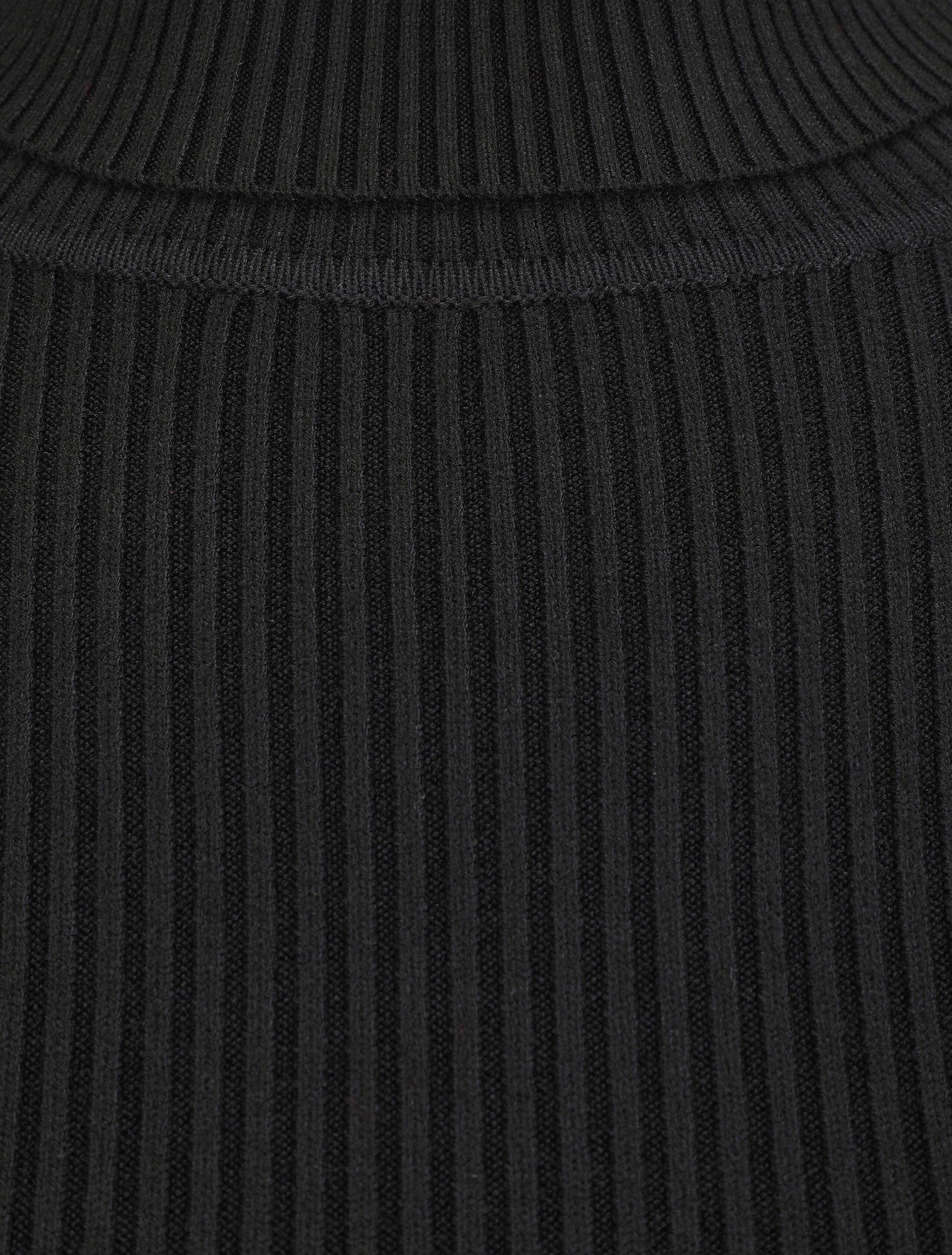 Pull ajusté côtelé à col roulé - Noir - 3