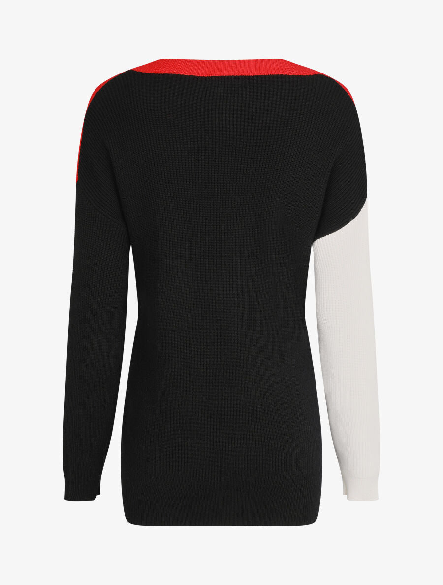 Pull oversize à motif graphique - Rouge/noir - 2