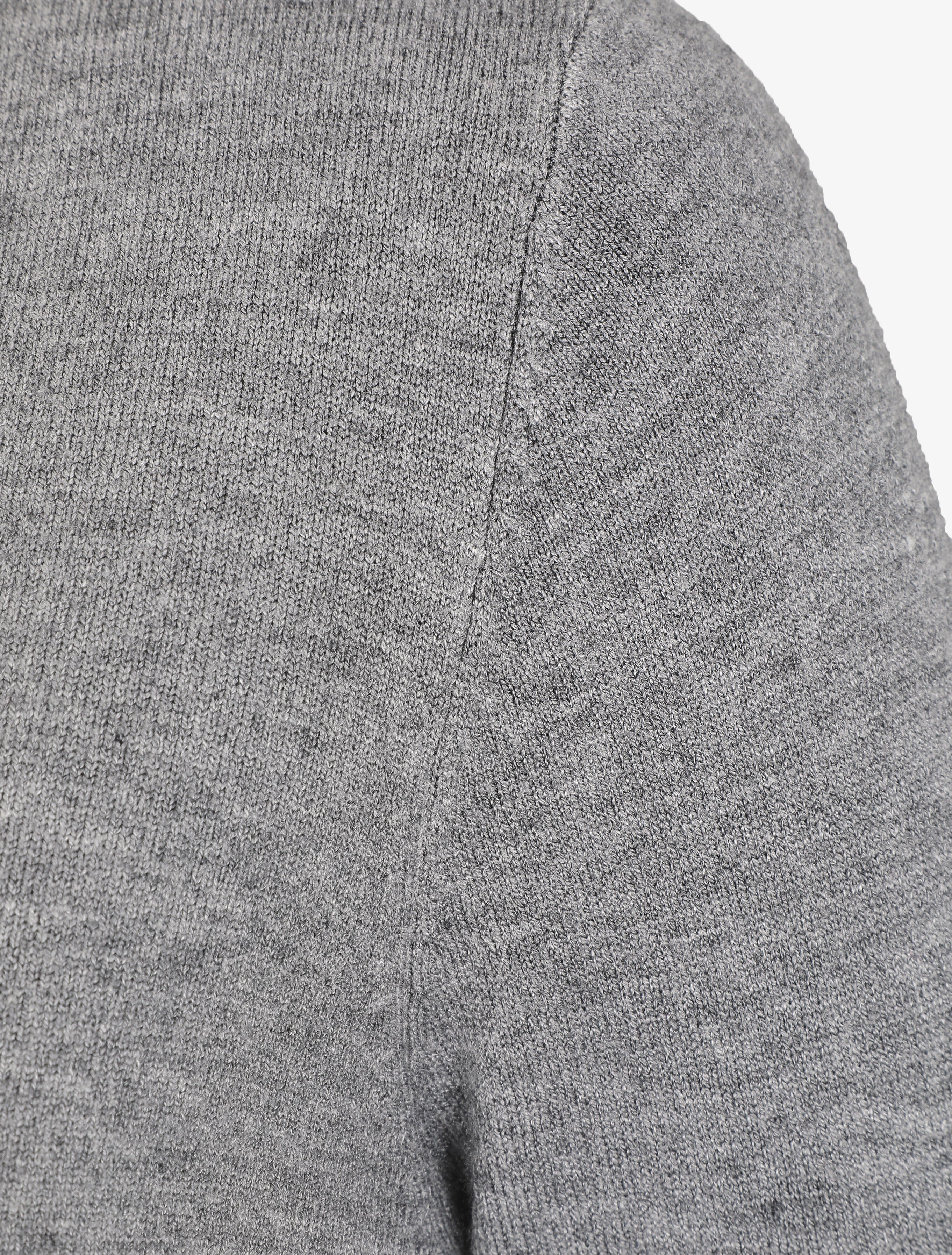 Pull fin en laine mélangée à col V - Gris - 3