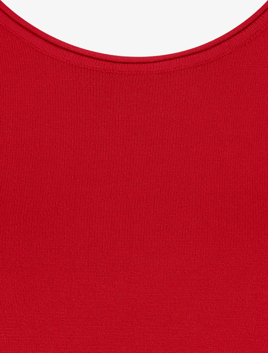Pull fin en laine mélangée à col rond - Rouge - 3